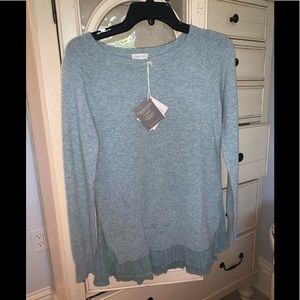 Garnett Hill cashmere sweater with ruffle hem-XS